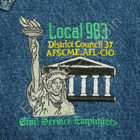 Vintage Pointer Brand Union AFL CIO NYC Trucker Jacket Mens 2XL Denim 1980s USA - Picture 5 of 9